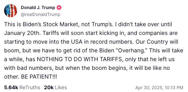 Trump Blames GDP Contraction On Biden ‘Overhang’: ‘Nothing To Do With The Tariffs’