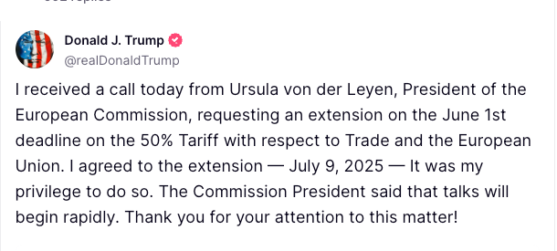 Trump Agrees To Extend 50% Tariffs On Europe Until July 9: ‘It Was My Privilege To Do So’