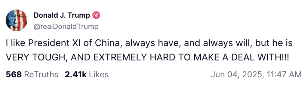Trump Says He Likes Xi Jinping Of China But Calls Him ‘Very Tough’ And ‘Extremely Hard To Make A Deal With’