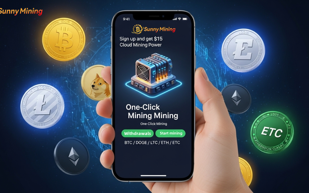 SunnyMining Launches New Free Mobile Cloud Mining App for Easy One-Click BTC, DOGE, and LTC Mining