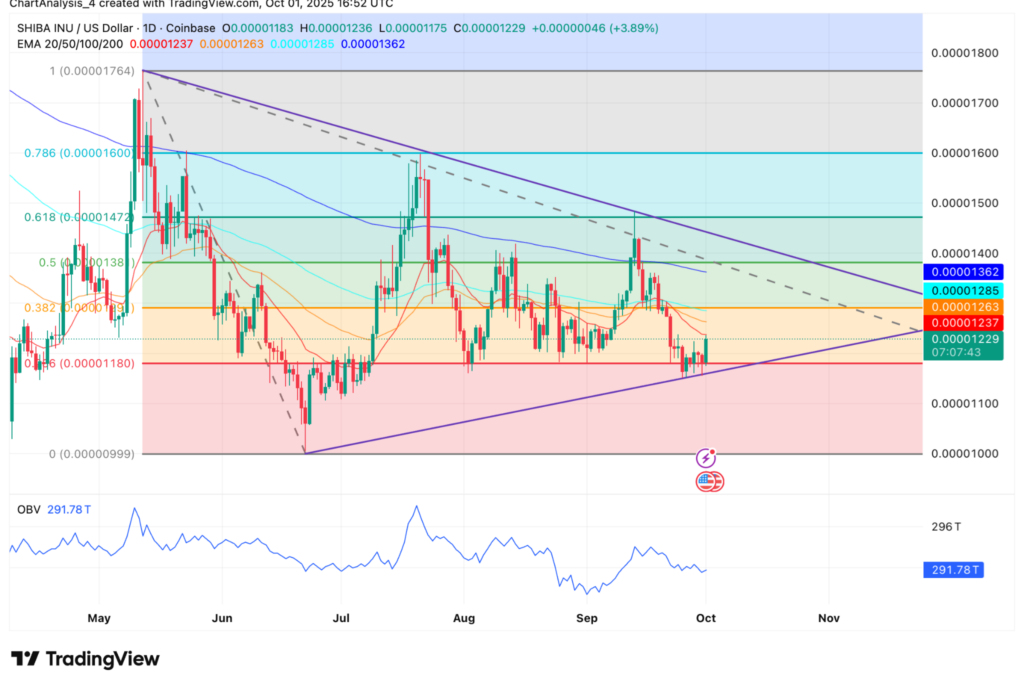 Shiba Inu Gains 5% On First ‘Uptober’ Day: What Does Technical Analysis Predict?